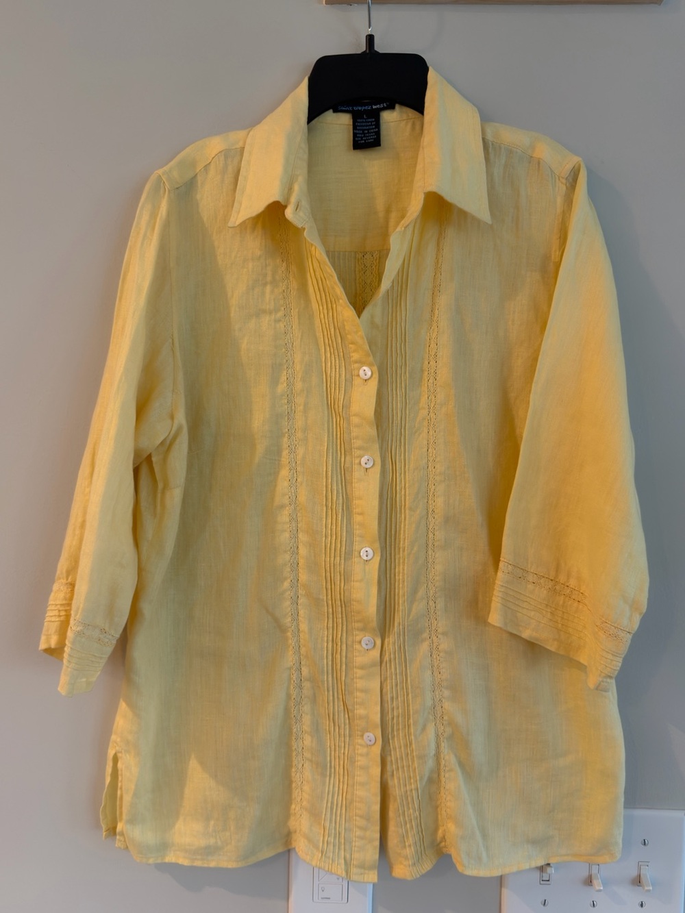 Lightweight Yellow Button-Front Linen Shirt